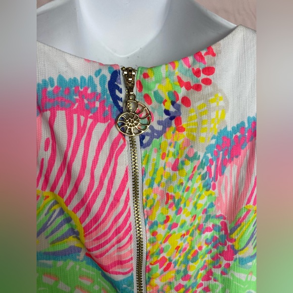 Lilly Pulitzer Mila shift dress, neon pink, green - Picture 10 of 11